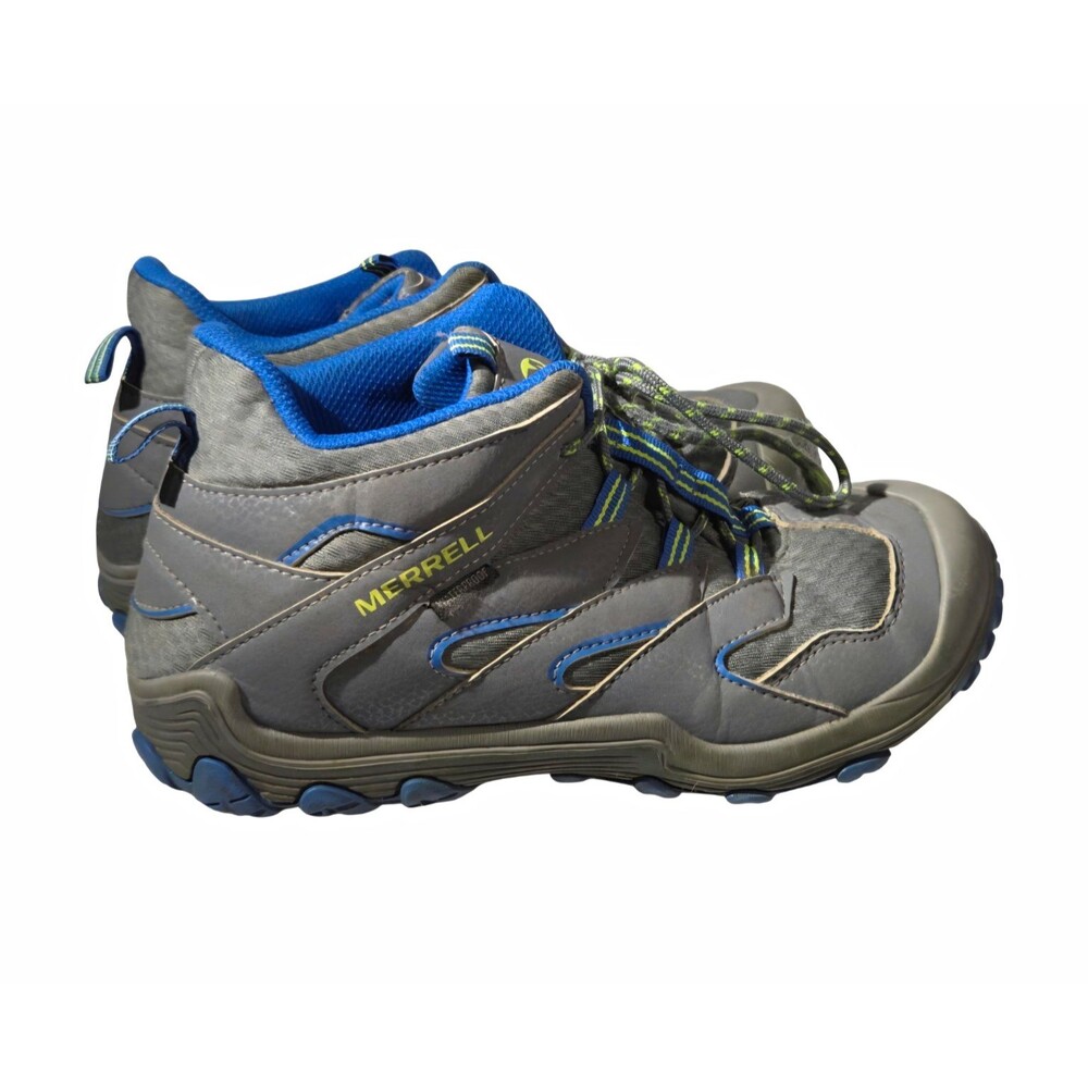 Merrell Chameleon 7 Access Mid Waterproof Hiking Boots–Size 6 Big Kid Grey/Blue